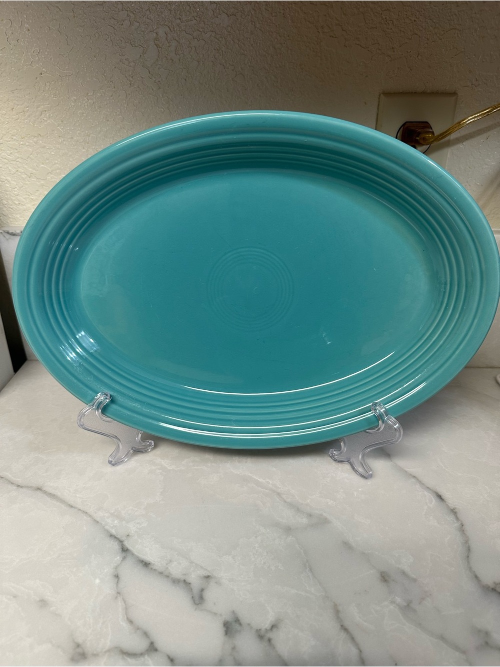 Fiesta Turquoise Oval Serving Platter manufactured by Homer Laughlin China Co.